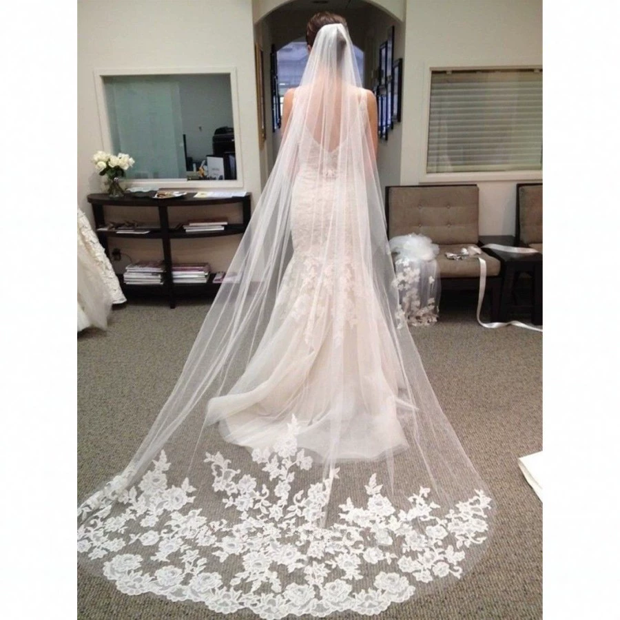 Bridal Lace Hair Sticker, 3 m Long Veil Trim, Ivory or Pure White, 2–3 Rows