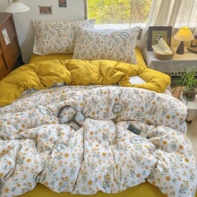 源头厂家2026新款碎花双拼水洗棉四件套学生宿舍三件套单双人被套