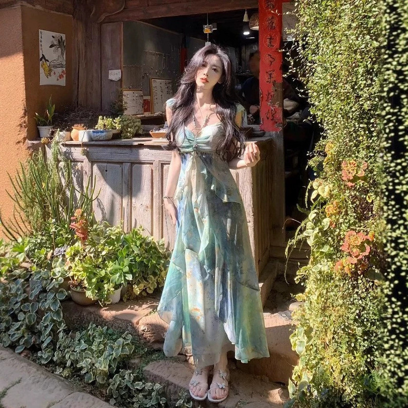 《Summer in the Forest》2026 Spring and Summer New Design Holiday Style Printed Bohemian Fairy Dress for Women 《Summer in the Forest》2026 Spring and Summer New Design Holiday Style Printed Bohemian Fairy Dress for Women