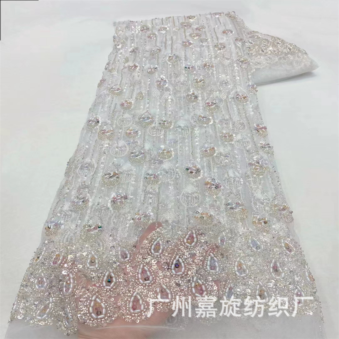 Industria pesada con cuentas estilo antiguo bordado suave malla de encaje fino vintage fishtail vestido etapa rendimiento ropa JX3671