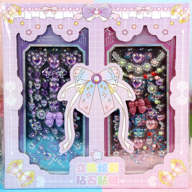 Декоративные наклейки с сердечками и звездами, разноцветные клейкие акриловые наклейки с бриллиантами, детские наклейки с драгоценными камнями «сделай сам», набор наклеек с кристаллами и бриллиантами