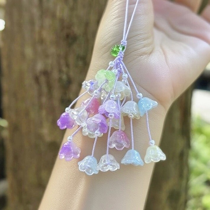 好运降铃~渐变七彩铃兰花挂坠包挂灵隐文创有钱花挂件古风手机链|undefined