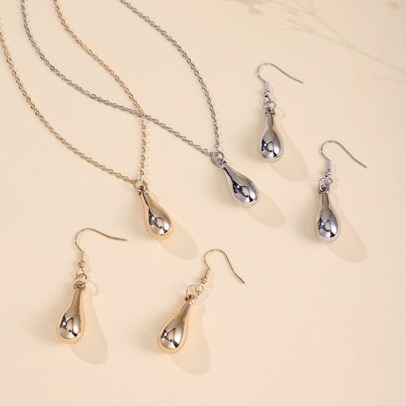Nuevo collar de gota de agua transfronterizo de Europa y América, pendientes de gota de agua de moda, conjunto de joyería universal, accesorios de viaje diario