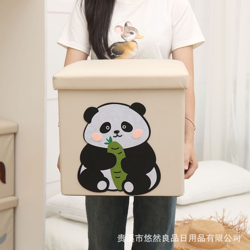 新しいパッチ刺繍収納スツール、蓋付き大型収納ボックス、小型スツール、折りたたみ式靴交換スツール、収納ボックス、防塵収納|undefined