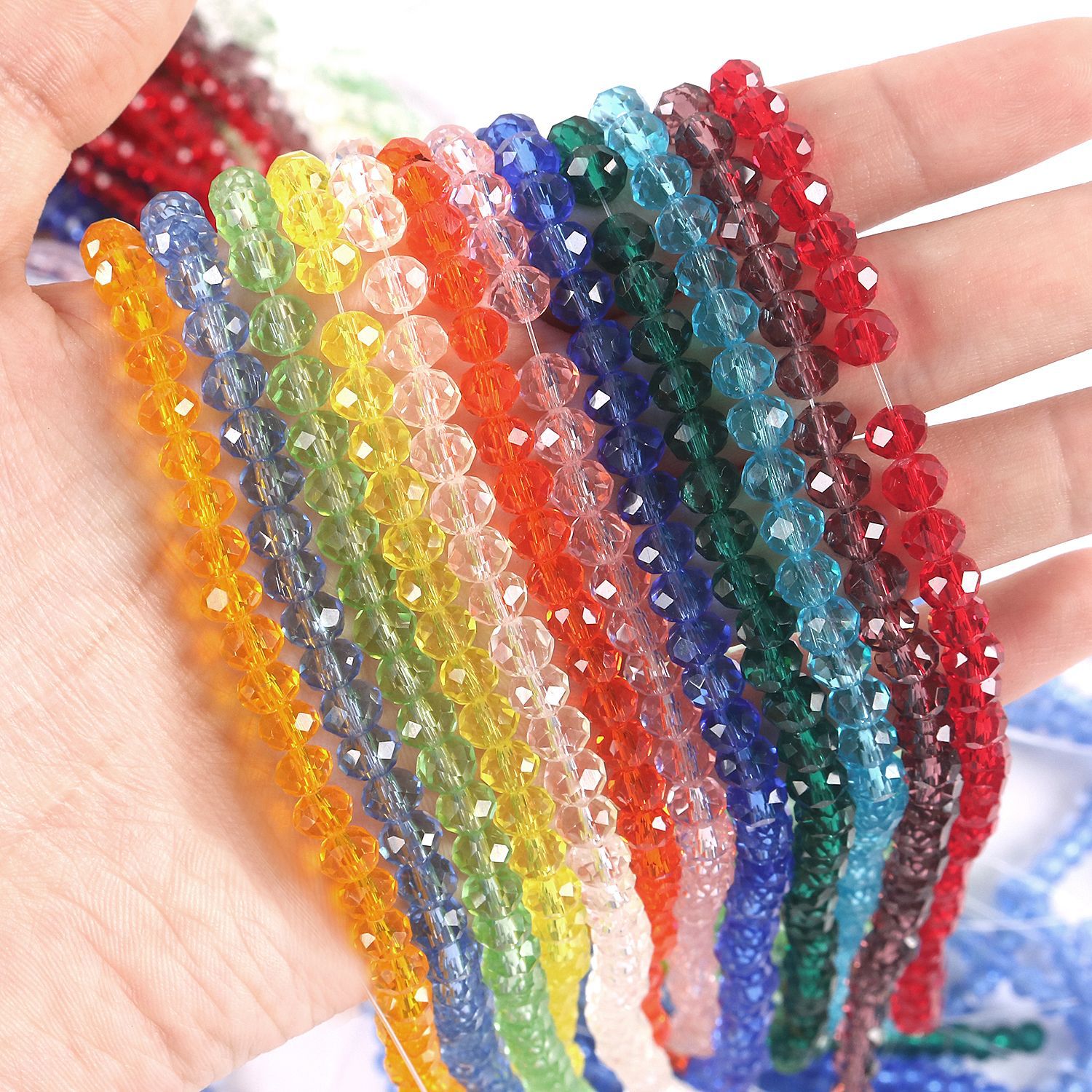 2/3/4/6/8mm plana rueda de cuentas de bricolaje accesorios de la joyería perlas sueltas de cristal transparente color ordinario cadena entera