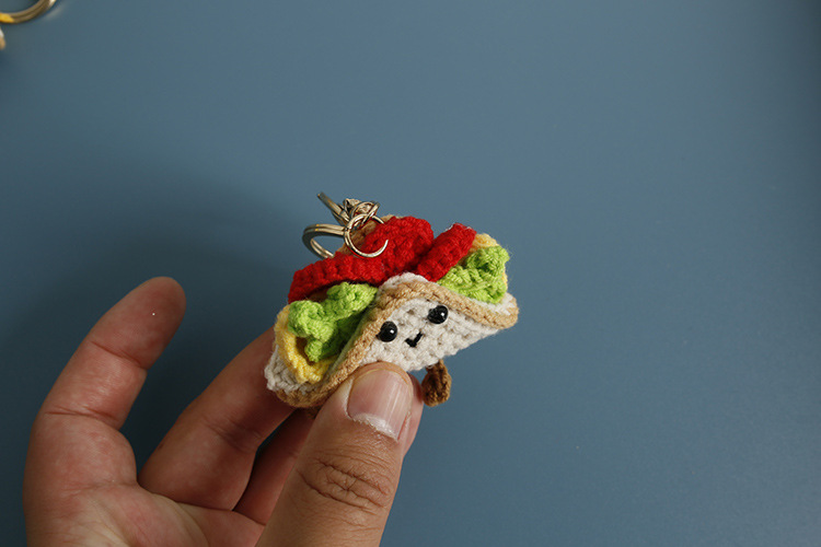 yarn Material 1 Piece Sandwich Keychain Yarn Handmade Cute Keychain