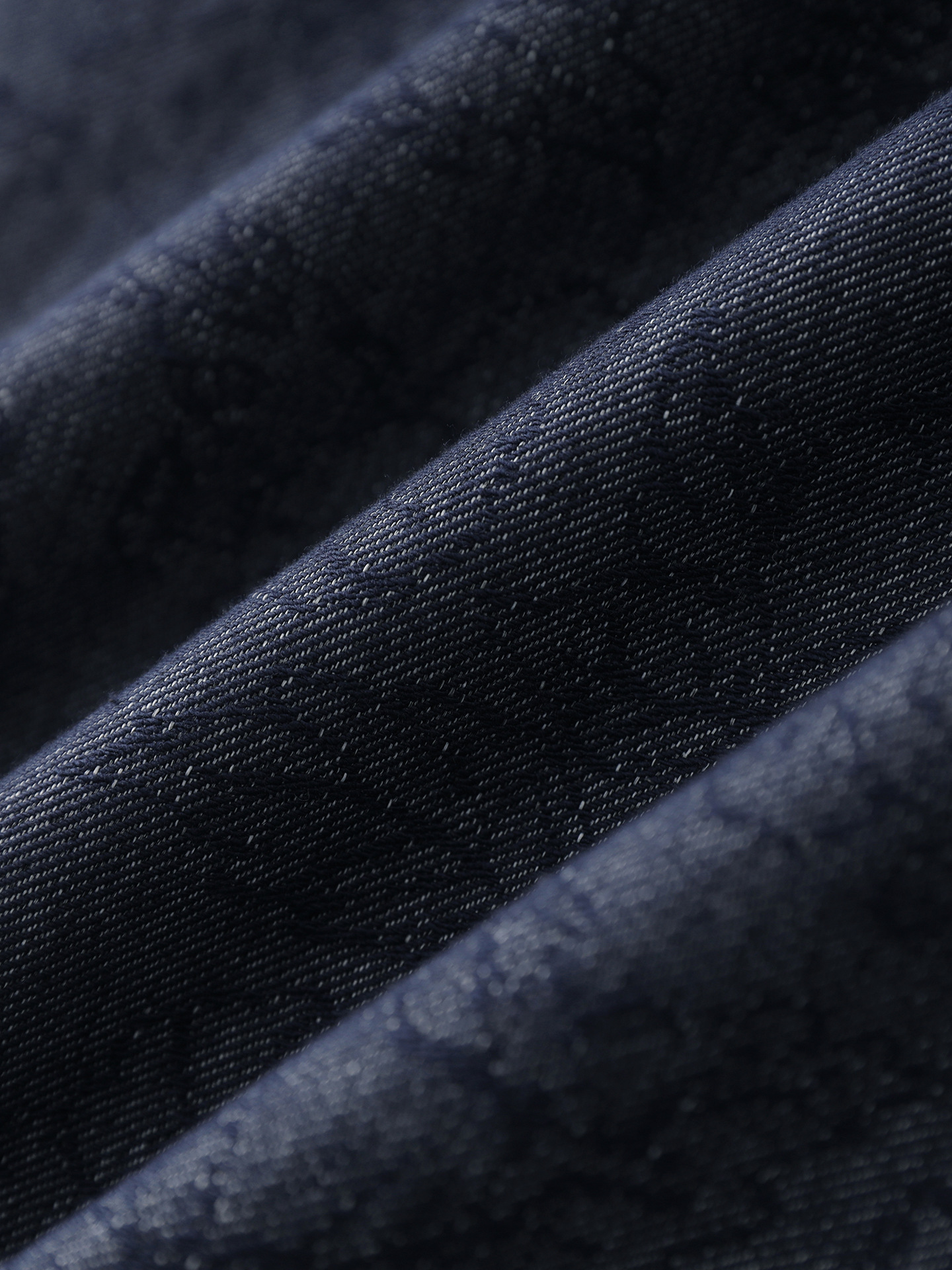Váy liền denim jacquard cổ điển dáng dài vừa thắt eo tôn dáng — Màu xanh đậm