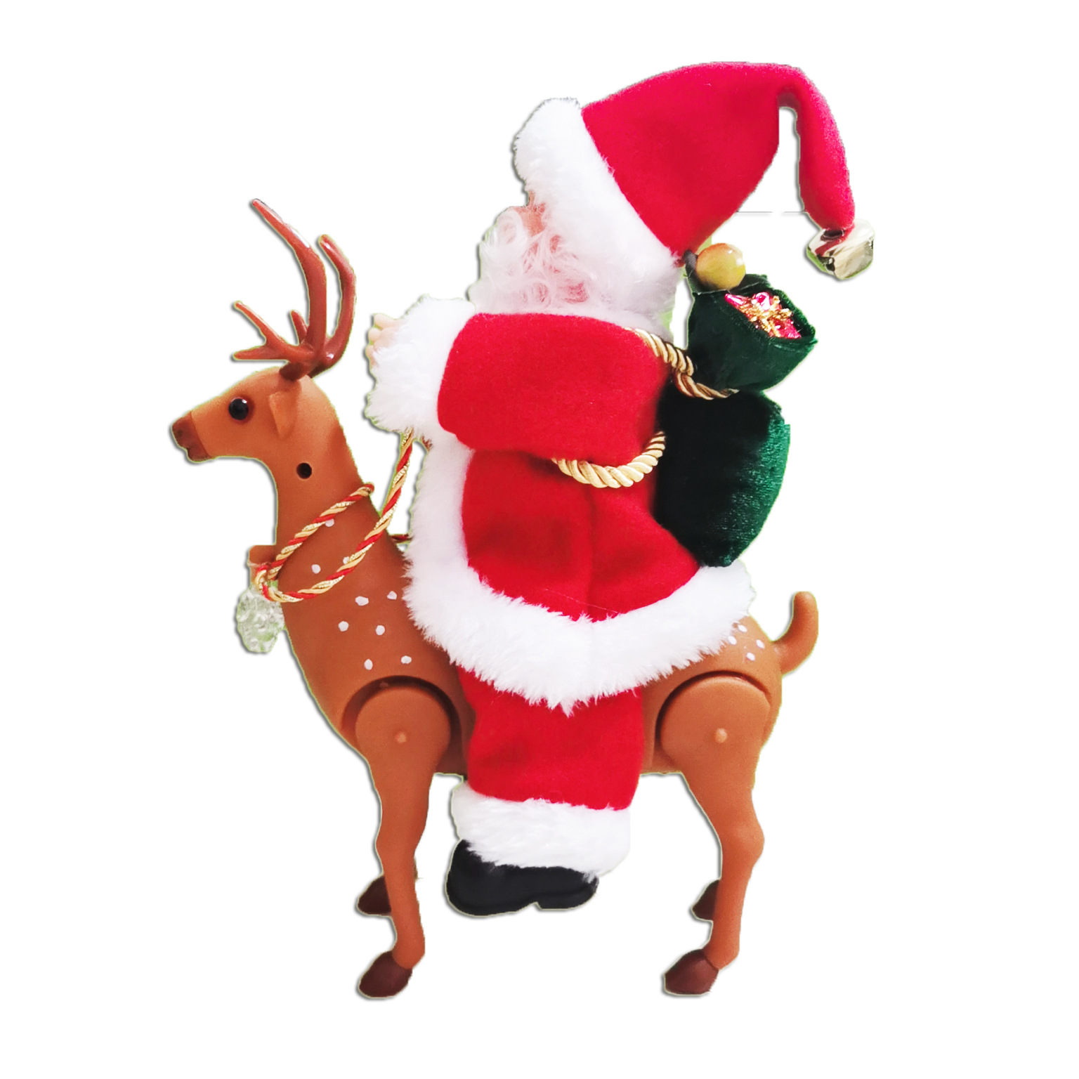 Nuevo creativo montar ciervos con música Santa Claus juguete eléctrico regalo de Navidad decoraciones de regalo de vacaciones