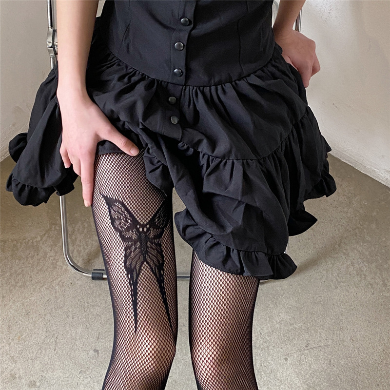 Cross-Border New Fishnet Stockings, Large Butterfly Knitted Cut Out Sexy Pantyhose, Slim Long-Legged Pantyhose