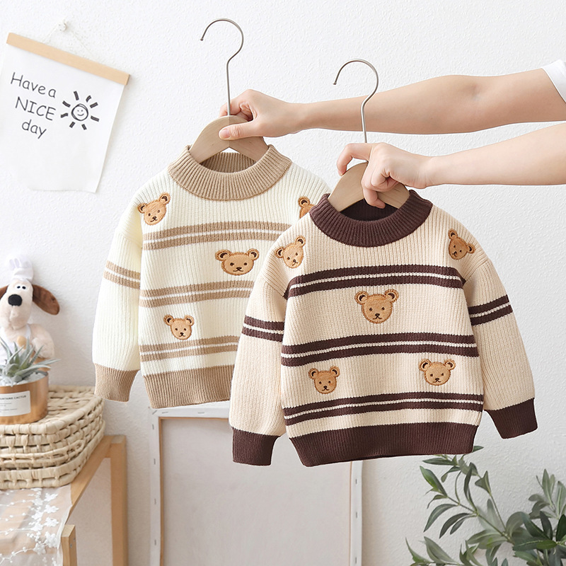 Dropshipping 2025 New Children's Sweater Pullover Stylish Toddler Autumn Outfit Boys' Knitted Inner Layer Trendy Fleece-Lined Dropshipping 2025 New Children's Sweater Pullover Stylish Toddler Autumn Outfit Boys' Knitted Inner Layer Trendy Fleece-Lined
