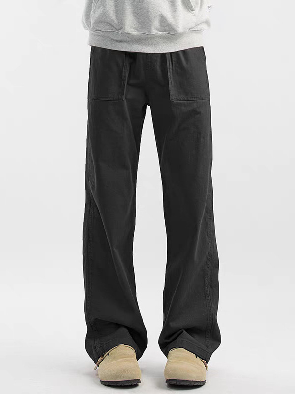 Men's Vintage Straight-Leg Casual Pants, Spring and Autumn Trendy American Lumberjack Cargo Pants, Wide-Leg Pants, Casual Fashion