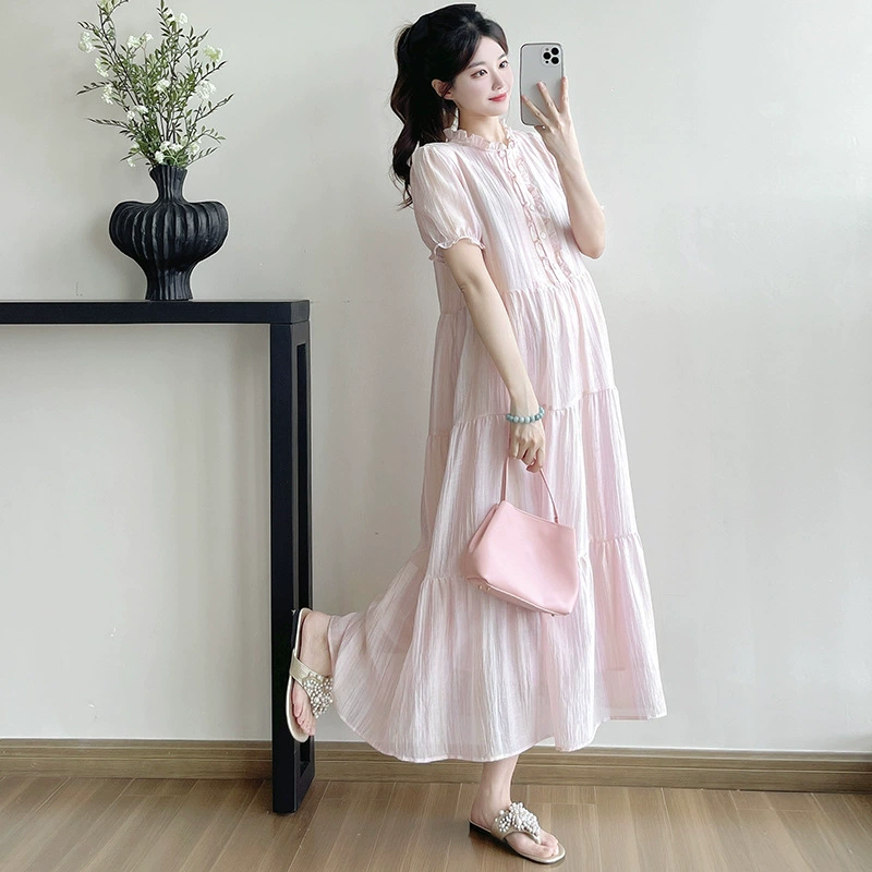 Summer fashionable fresh fitted brace for pregnant, dress, loose fit, plus size