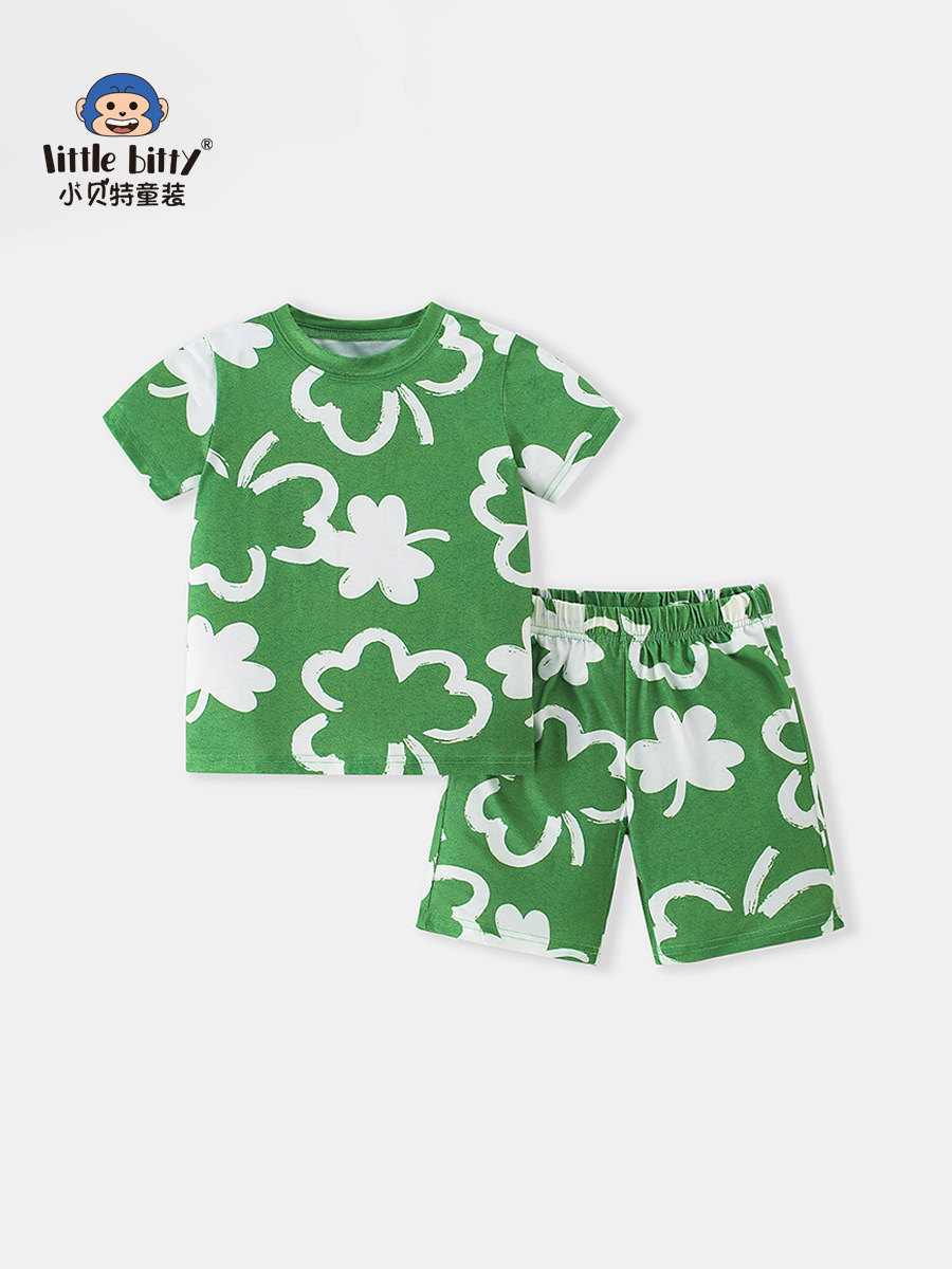 25 Years New Summer Children's Suit Short-Sleeved Shorts Suit Children's Two-Piece Suit Children's Summer Suit Beach Style