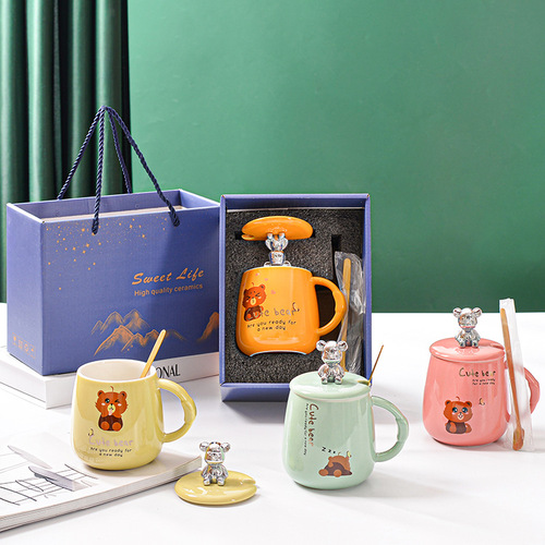 Rabbit Thermostatic Cup Gift Set LOGO Mug Opening Water Cup Wedding Celebration Event Printed Ceramic Cup