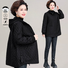 妈妈秋装外套2024新款棉服中老年轻薄棉衣秋冬中长款夹棉风衣女