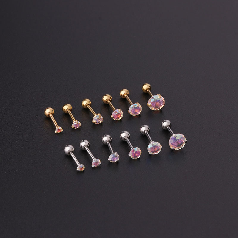 Ear Cartilage Rings & Studs Simple Style Geometric 316 Stainless Steel  Plating Zircon display picture 1