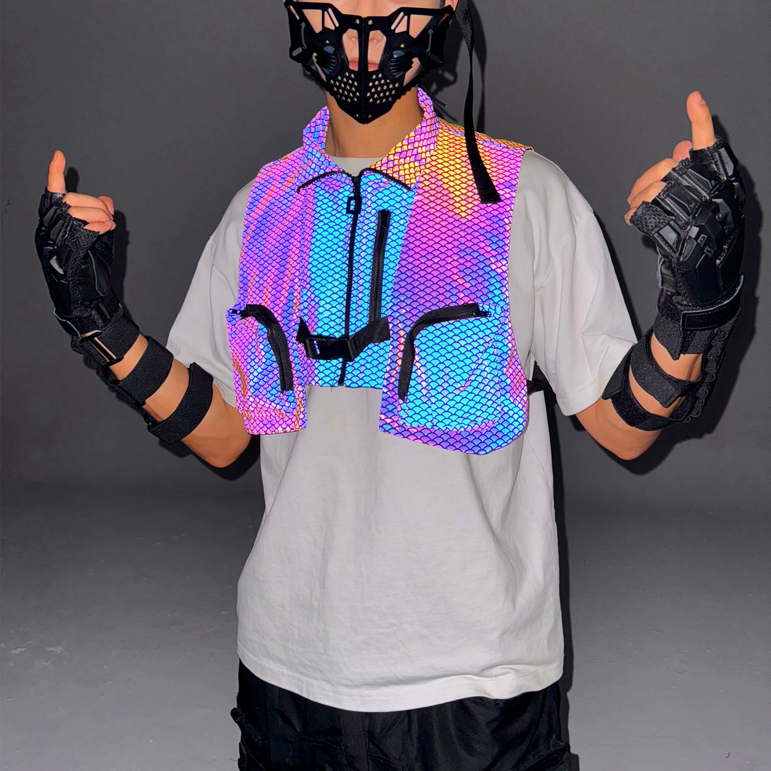 Осенние и зимние американские функции красочные светоотражающие жилеты жилеты