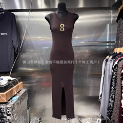 气质名媛风高级感半高领无袖针织长裙2025新款夏季女装黑色连衣裙