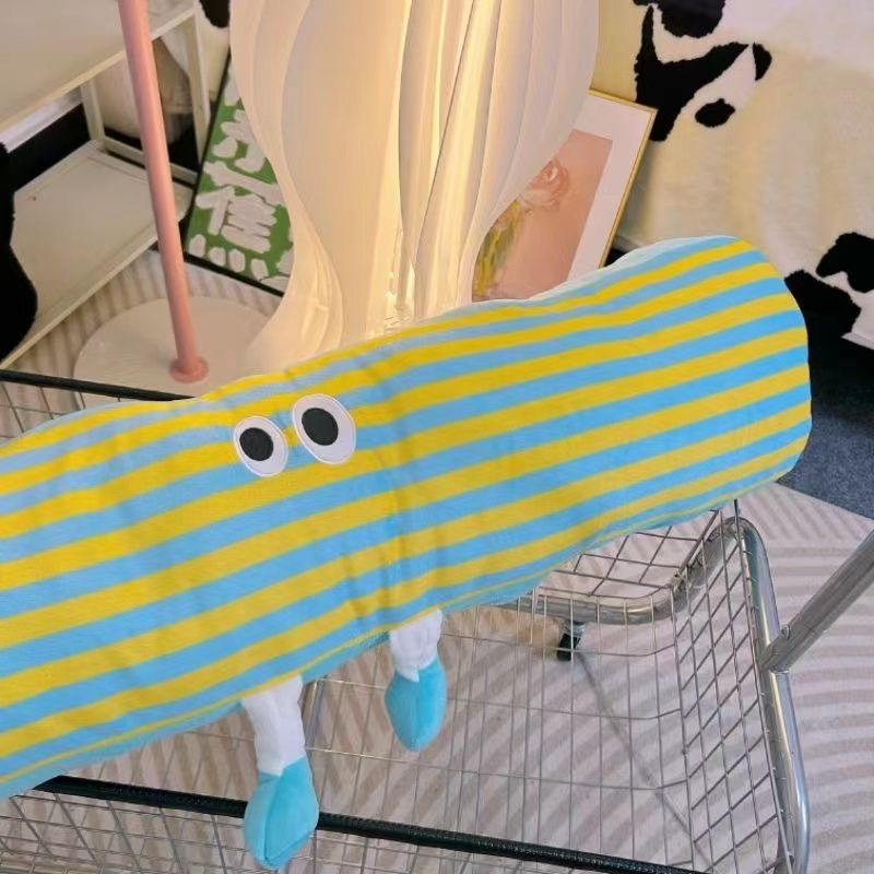 파란색과 노란색 줄무늬 긴 베개 90cm