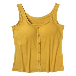 Summer Yoga Slim Cup One-piece Camisole Girl's Button Decoration Inner Chest Pad Vest