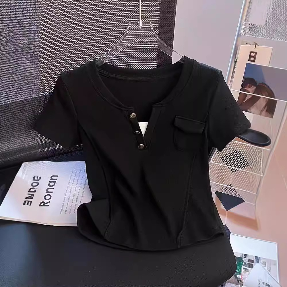 2-300 kg de tamaño extra grande moda estilo occidental falso dos camisetas de manga corta para mujer, hombros de verano, camiseta delgada de media manga