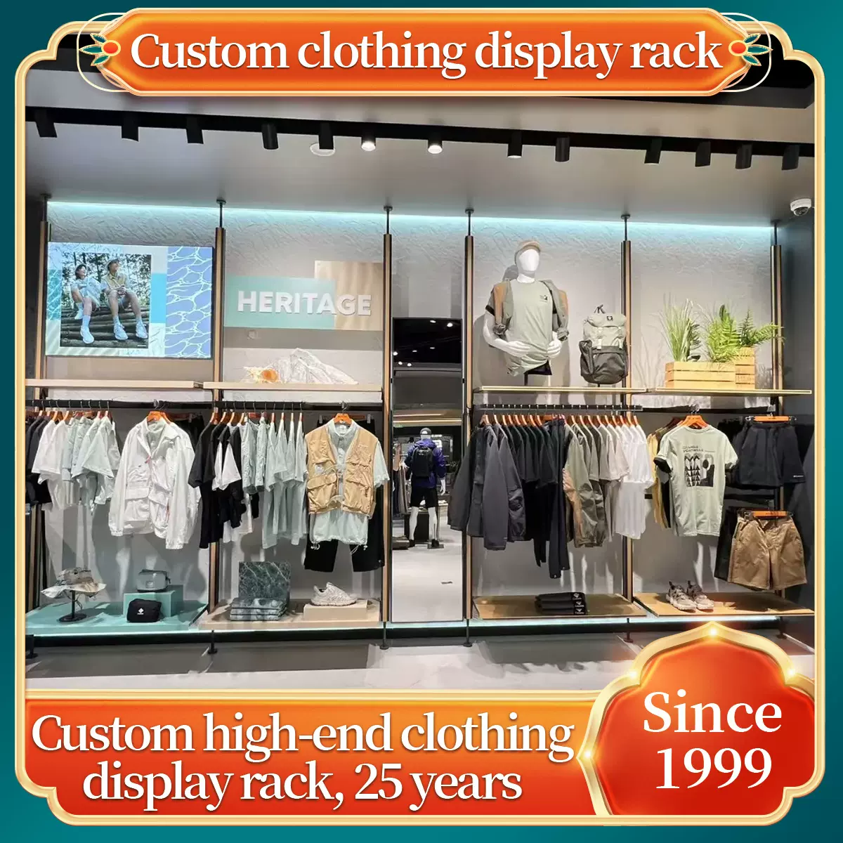 定制服装店挂衣展示架天地柱衣服陈列展示架商用男女装店陈列道具