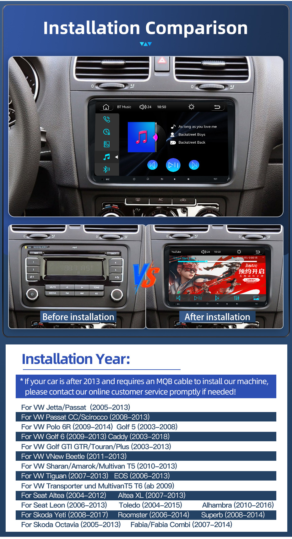 9inch Suitable for Volkswagen Beetle Seat Touch-Screen Car Central Control Large-Screen Navigation and Reversing Image Player