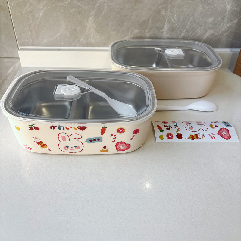 Fashionable and Simple Stainless Steel Lunch Box, Cartoon Cute DIY Bento Box, Microwaveable Lunch Box for Students and Office Workers, Dropshipping Fashionable and Simple Stainless Steel Lunch Box, Cartoon Cute DIY Bento Box, Microwaveable Lunch Box for Students and Office Workers, Dropshipping