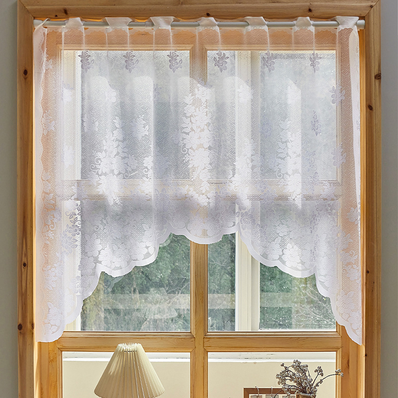 French-Style Window Curtains with Daisy Pattern, Fresh and Simple, Sheer Curtains for Doorways, Study Room Curtains, Bedroom Curtains, Coffee Curtains, Cross-Border