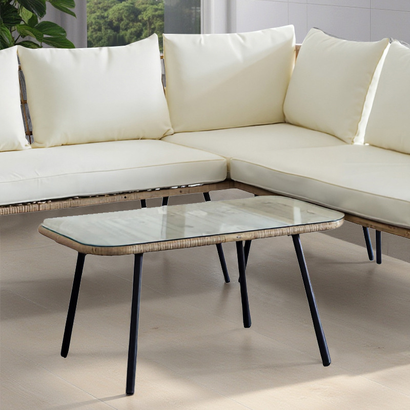 Fabricante directo de sofá de caña al aire libre combinación de patio de casa sofá de ocio mesa de té de aluminio moderno muebles simples