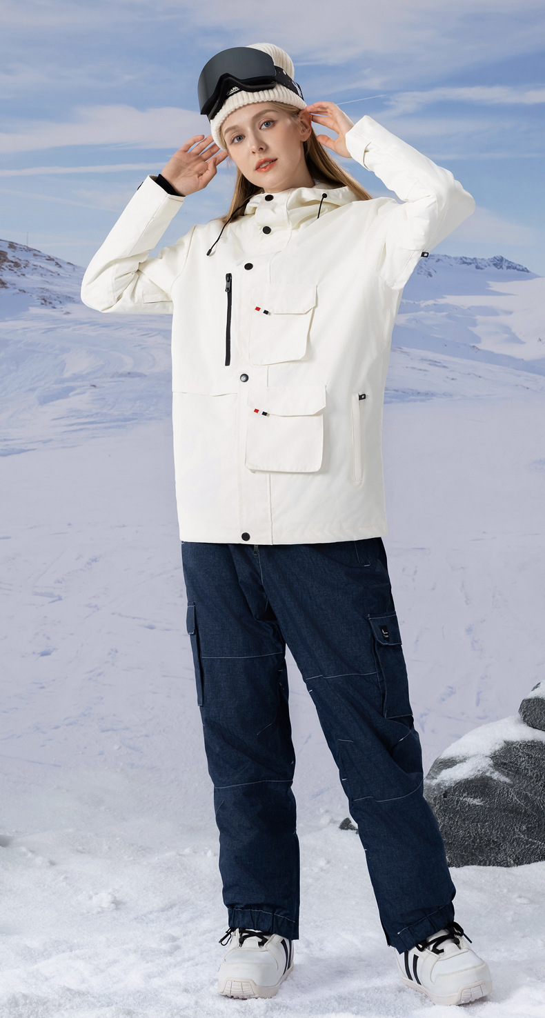 New style workwear ski suit set windproof waterproof warm breathable ski pants men and women same style_voghion.com