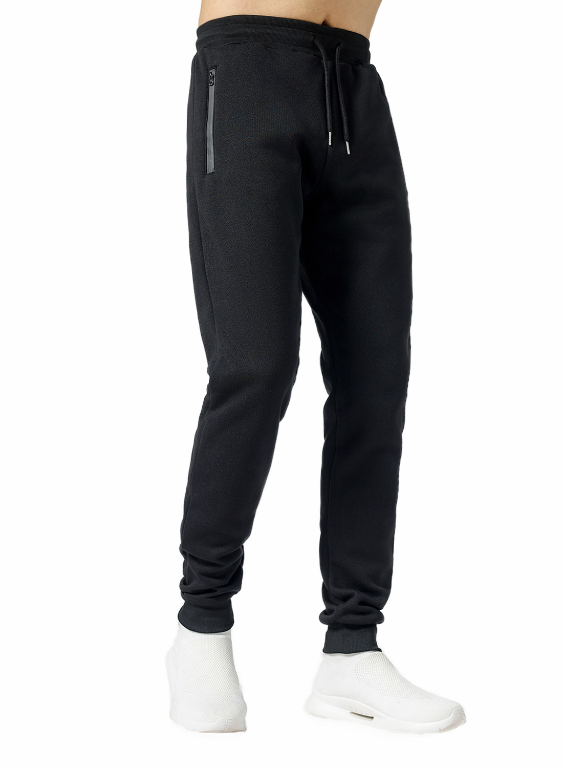 Herren-Jogginghose mit Fleecefutter – Freizeit- und Laufhose mit Reißverschluss (Schwarz/Grau/Marineblau, S-3XL)_voghion.com