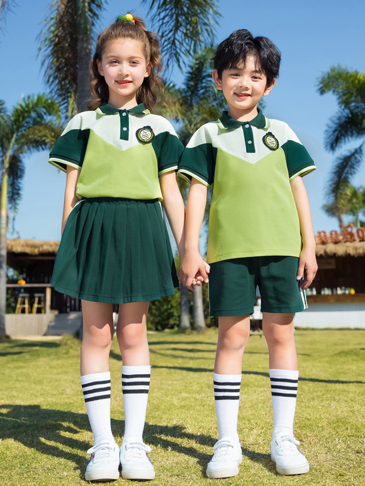 幼儿园园服夏季毕业照六一儿童演出班服英伦学院风短袖小学生校服