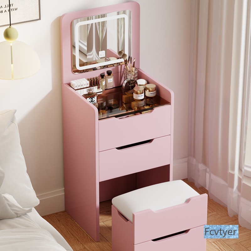 Mini Dressing Table Small Apartment Storage Cabinet Dressing Table Cream Style Multi-Functional Flip Table Bedroom Simple Style