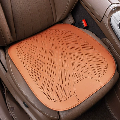 2025 new ultra-thin car seat cushion for all seasons universal nappa leather ventilated and breathable seat cushion advanced sense half cushion (Four Seasons Pad) - ultra-thin-and-breathablefront-row-single-chip-ideal-orange-clean-labelno-logo