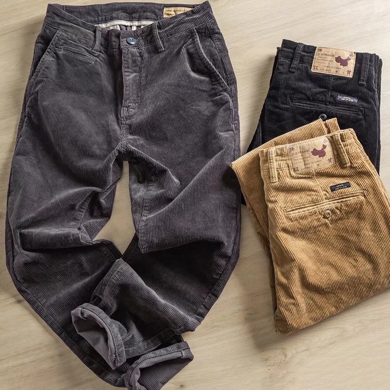 Winter Straight-Leg Pants for Men, Loose 2022 New Trendy Brand Casual Pants, Stylish Corduroy Cargo Pants for Men