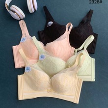 2326迷情轻奢蕾丝内衣女无钢圈透气柔软乳胶棉杯大胸显小文胸尾货