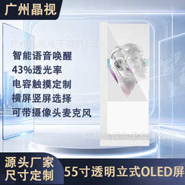 55寸OLED透明屏 AI数字人广告一体机 动画人虚拟人图片视频展示