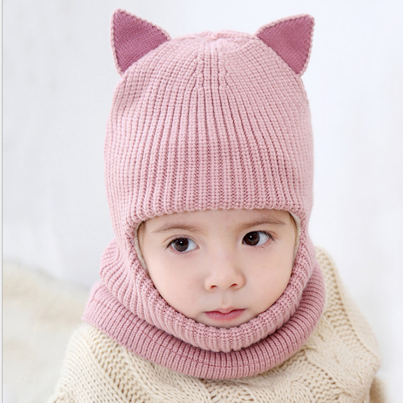 秋冬の子供のニットの一体帽子が可愛いです。|undefined