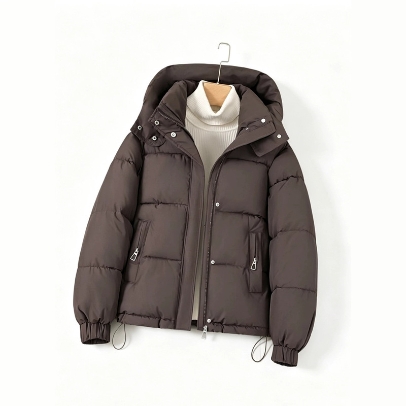 Women's Short down Cotton Jacket 2026 New Korean Style Hooded Thick Cotton Coat for Petite Figures Winter Cotton Outerwear Trendy Women's Short down Cotton Jacket 2026 New Korean Style Hooded Thick Cotton Coat for Petite Figures Winter Cotton Outerwear Trendy