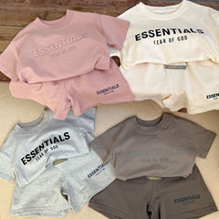 Children's clothing children's short-sleeved suit letter print boys' short-sleeved shorts two-piece set T-shirt baby summer clothes thin t