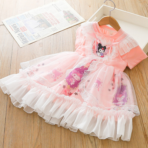 Kuromi 2024 summer new style girls dress Lolita princess dress lace tutu skirt birthday dress