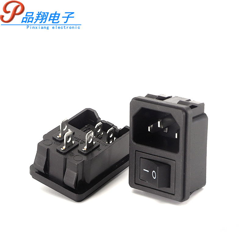供应 AC电源插座 AC02A品字卡式插座 带开关二合一插座 AC插座