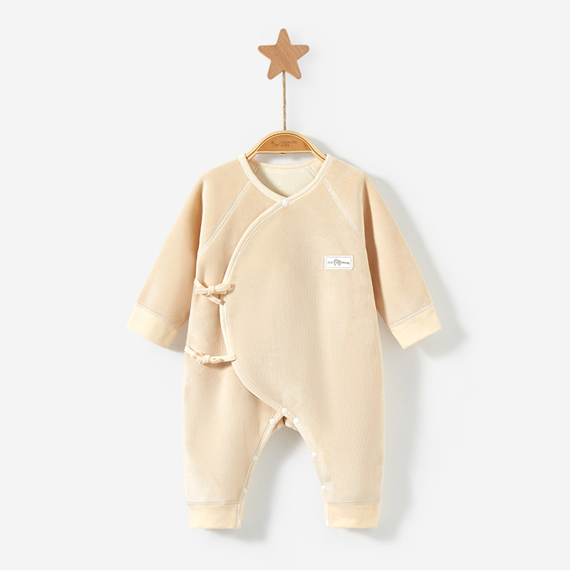 Ropa para bebés recién nacidos para primavera, otoño e invierno, pelele estilo monje con forro polar para recién nacidos, capa base para niños y niñas, traje de una pieza cálido, ropa de otoño para bebés.