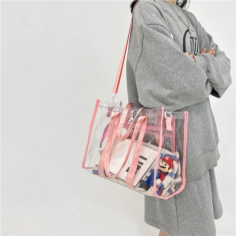Новая прозрачная сумка через плечо для женщин, водонепроницаемая сумка из ПВХ для плавания и фитнеса, простая вместительная сумка через плечо для женщин