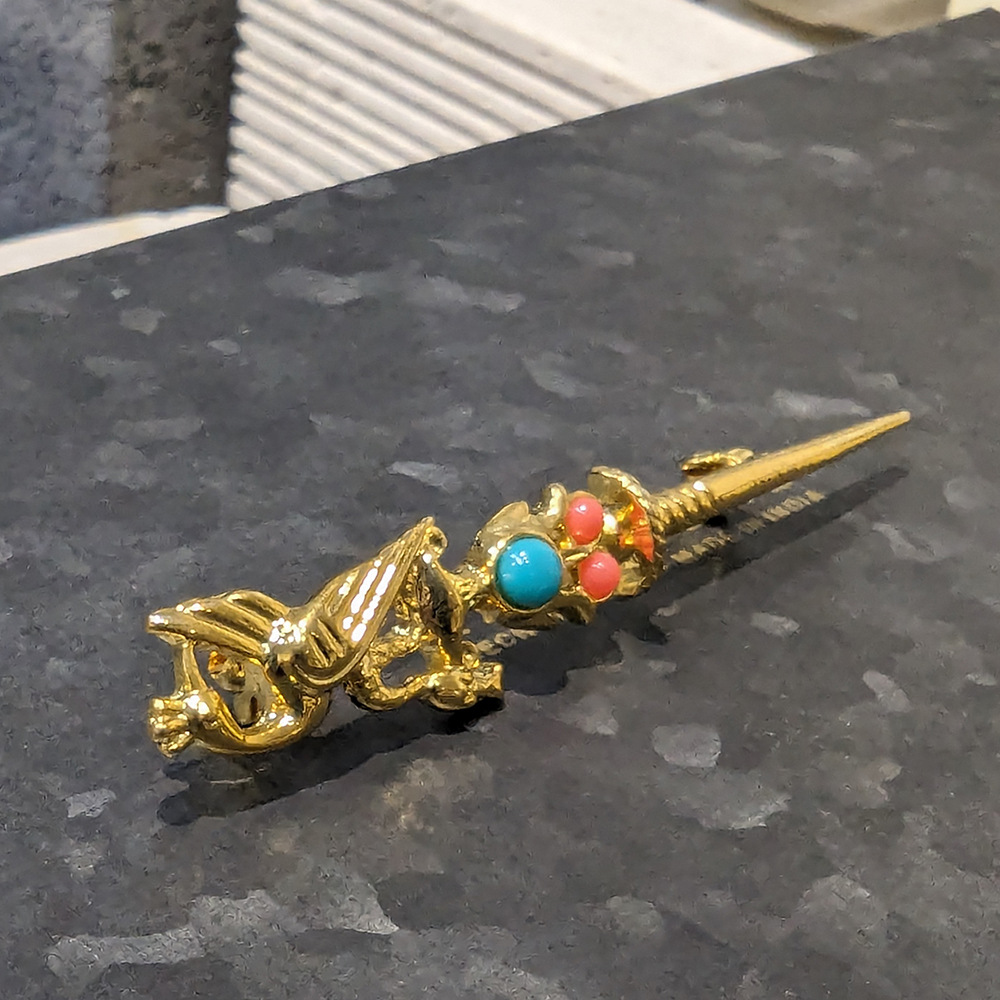 欧美vintage西洋剑小鸟设计复古时尚金属雕刻胸针