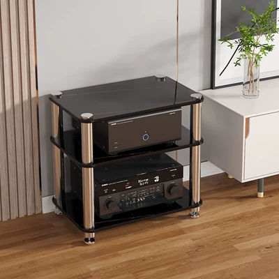 Electric car big tripod — Tv Cabinet - three-layer-conjoined-black-lauren-gold