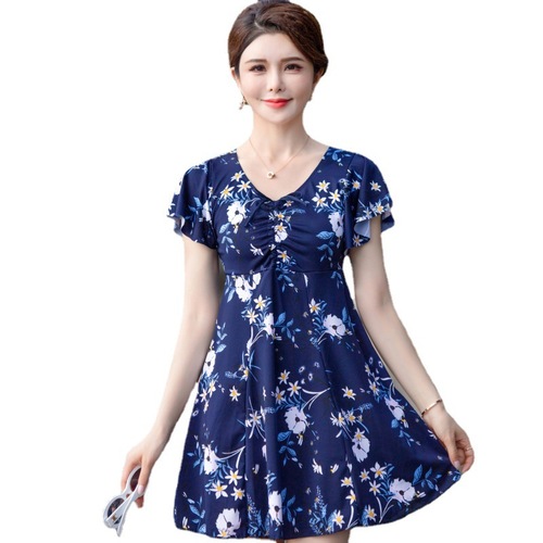 Split-Panel, Conservative Skirt-Style Plus-Size Swimwear for Moms – Women’s Belly-Covering, XL Thermal Spa Swimsuit by Feiaorshu 2318