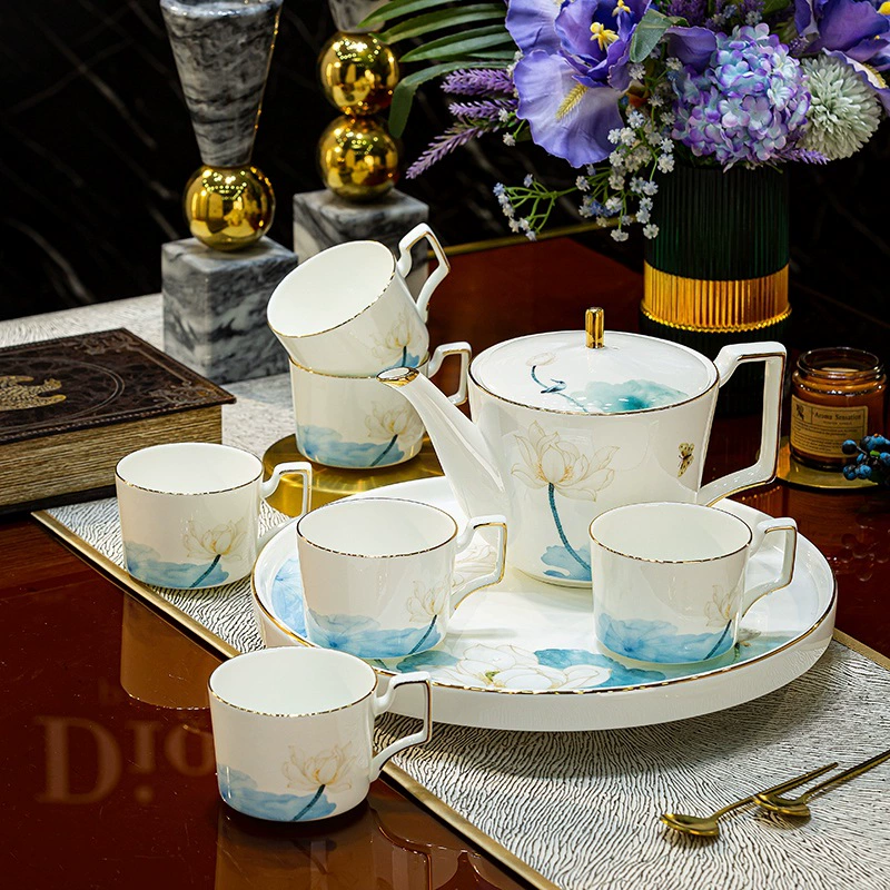 Керамический набор для домашнего использования, kend teapot high-end, подарочная коробка, стиль лёгкой роскоши, китайский стиль, полный комплект