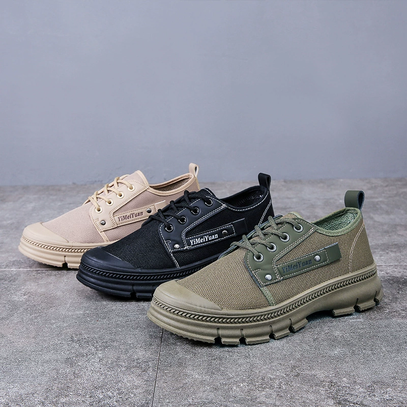 Обувь по страхованию труда Низкая баня дышащая, противоскользящая, толстая и износостойкая рабочая обувь освобождает сельхозугодья наружное строительство холст строительная обувь